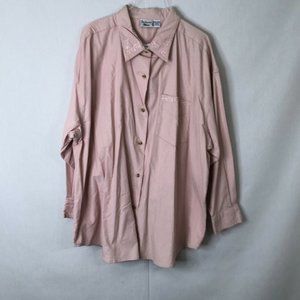 Backroad Blues Womens Pink Embroidered Long Sleeve Button Up Shirt Size 20W
